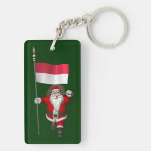 Santa Claus With Ensign Of Indonesia Key Ring