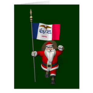 Santa Claus With Ensign Of Iowa