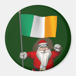 Santa Claus With Ensign Of Ireland Magnet