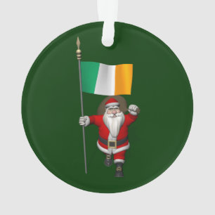 Santa Claus With Ensign Of Ireland Ornament