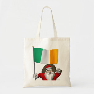 Santa Claus With Ensign Of Ireland Tote Bag