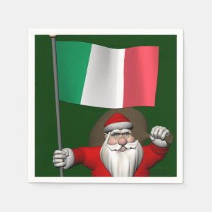 Santa Claus With Ensign Of Italy Napkin