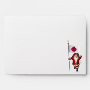 Santa Claus With Ensign Of Japan Envelope
