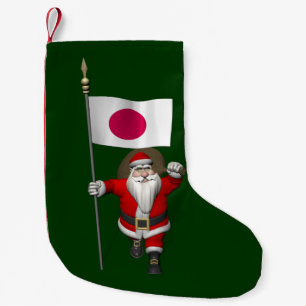 Santa Claus With Ensign Of Japan Small Christmas Stocking
