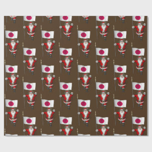 Santa Claus With Ensign Of Japan Wrapping Paper