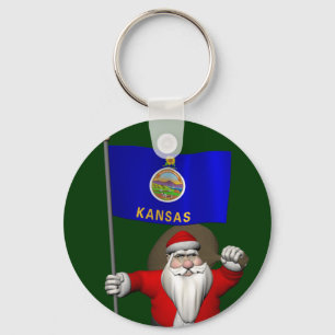 Santa Claus With Ensign Of Kansas Key Ring