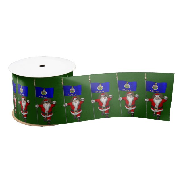 Santa Claus With Ensign Of Kansas Satin Ribbon (Spool)