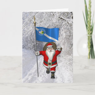 Santa Claus With Ensign Of Las Vegas Holiday Card