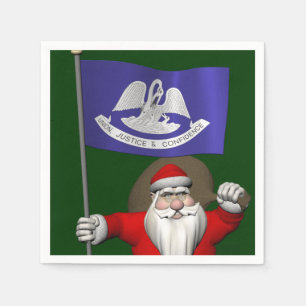 Santa Claus With Ensign Of Louisiana Napkin