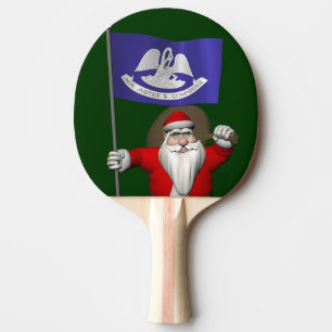 Santa Claus With Ensign Of  Louisiana Ping Pong Paddle