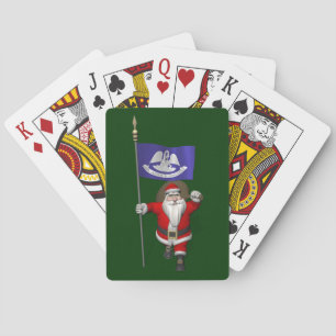 Santa Claus With Ensign Of Louisiana Playing Cards