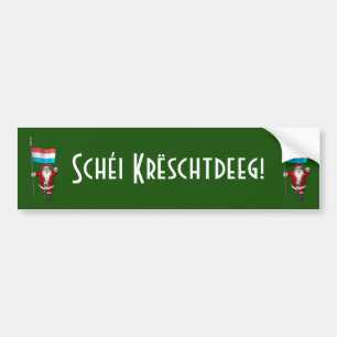 Santa Claus With Ensign Of Luxembourg Bumper Sticker