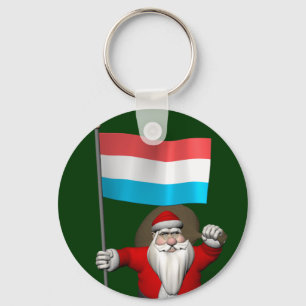 Santa Claus With Ensign Of Luxembourg Key Ring