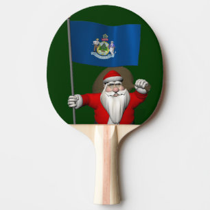 Santa Claus With Ensign Of Maine Ping Pong Paddle
