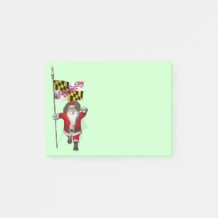 Santa Claus With Ensign Of Maryland Post-it Notes
