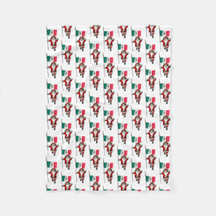 Santa Claus With Ensign Of Mexico Fleece Blanket