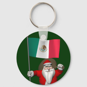 Santa Claus With Ensign Of Mexico Key Ring