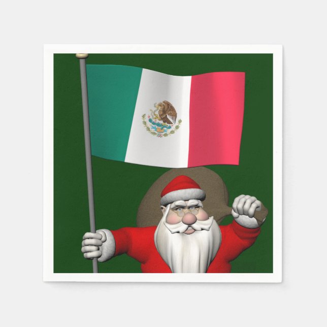 Santa Claus With Ensign Of Mexico Napkin (Front)