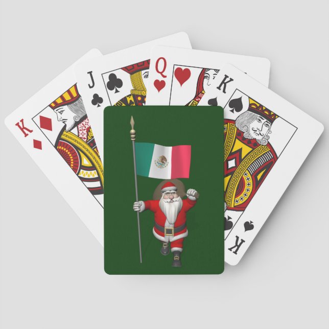 Santa Claus With Ensign Of Mexico Playing Cards (Back)