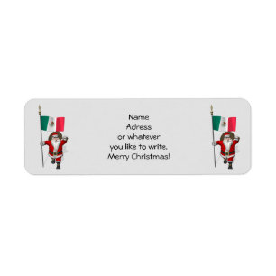 Santa Claus With Ensign Of Mexico Return Address Label