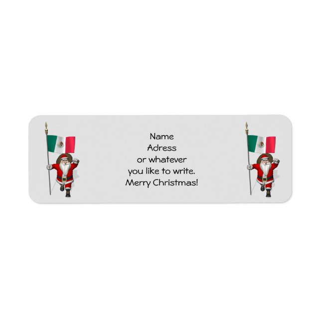 Santa Claus With Ensign Of Mexico Return Address Label (Front)