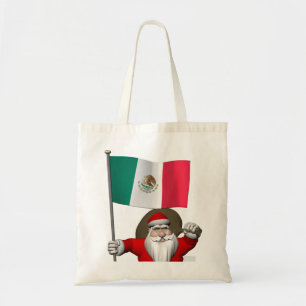Santa Claus With Ensign Of Mexico Tote Bag
