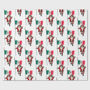 Santa Claus With Ensign Of Mexico Wrapping Paper