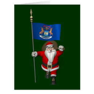 Santa Claus With Ensign Of Michigan