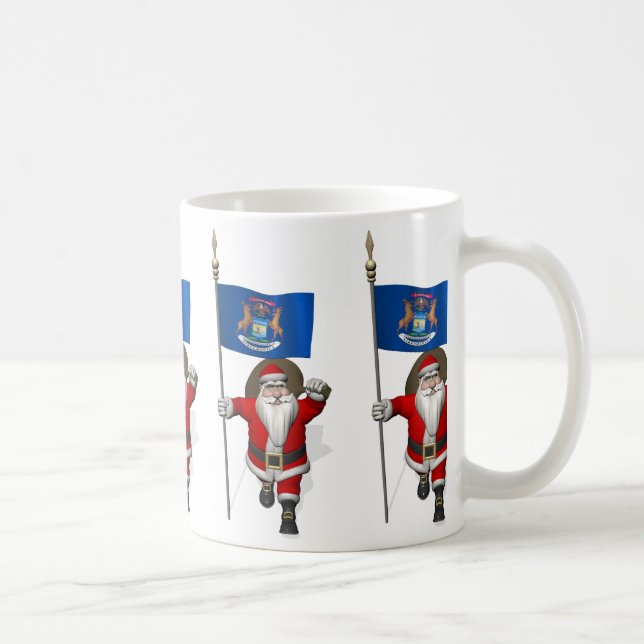 Santa Claus With Ensign Of Michigan Coffee Mug (Right)