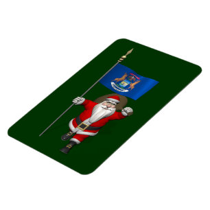 Santa Claus With Ensign Of Michigan Magnet