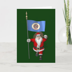 Santa Claus With Ensign Of Minnesota Holiday Card