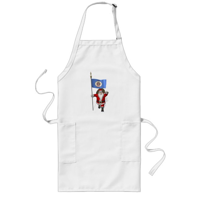 Santa Claus With Ensign Of Minnesota Long Apron (Front)