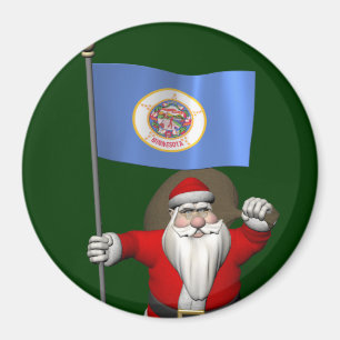 Santa Claus With Ensign Of Minnesota Magnet