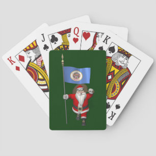 Santa Claus With Ensign Of Minnesota Playing Cards