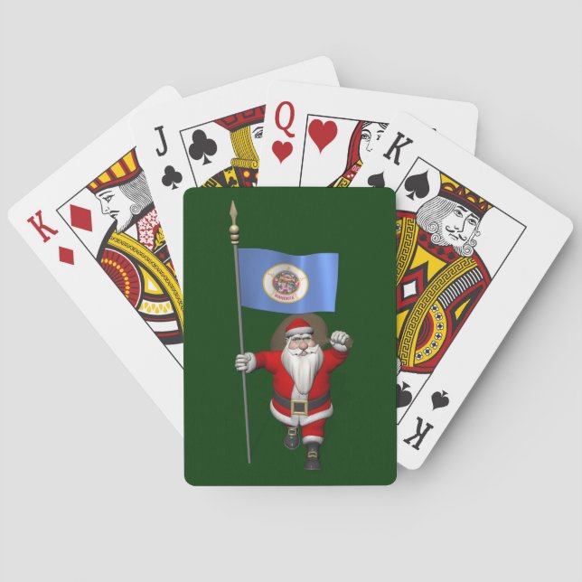 Santa Claus With Ensign Of Minnesota Playing Cards (Back)