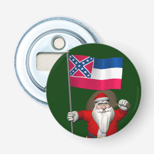 Santa Claus With Ensign Of Mississippi Bottle Opener