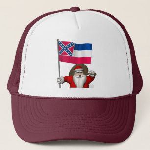 Santa Claus With Ensign Of Mississippi Trucker Hat