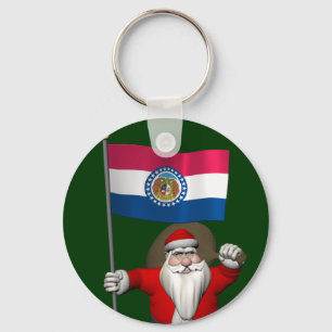 Santa Claus With Ensign Of Missouri Key Ring