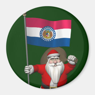 Santa Claus With Ensign Of Missouri Magnet
