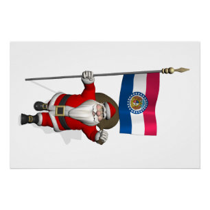 Santa Claus With Ensign Of Missouri Poster