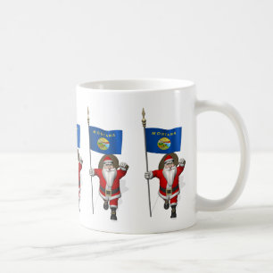 Santa Claus With Ensign Of Montana Coffee Mug