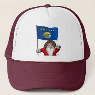 Santa Claus With Ensign Of Montana Trucker Hat