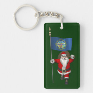 Santa Claus With Ensign Of Nebraska Key Ring