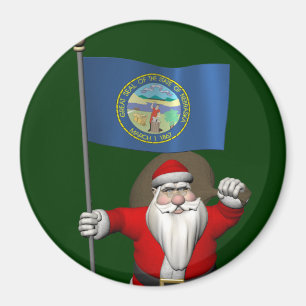 Santa Claus With Ensign Of Nebraska Magnet