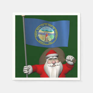 Santa Claus With Ensign Of Nebraska Napkin