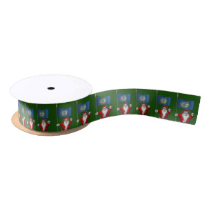 Santa Claus With Ensign Of Nebraska Satin Ribbon