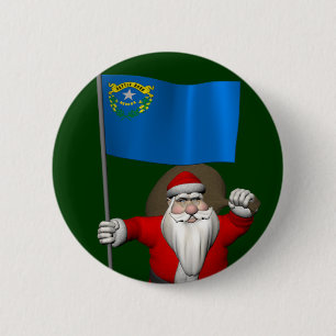 Santa Claus With Ensign Of Nevada 6 Cm Round Badge
