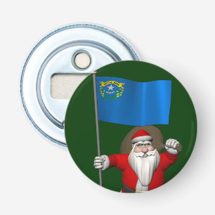 Santa Claus With Ensign Of Nevada Bottle Opener