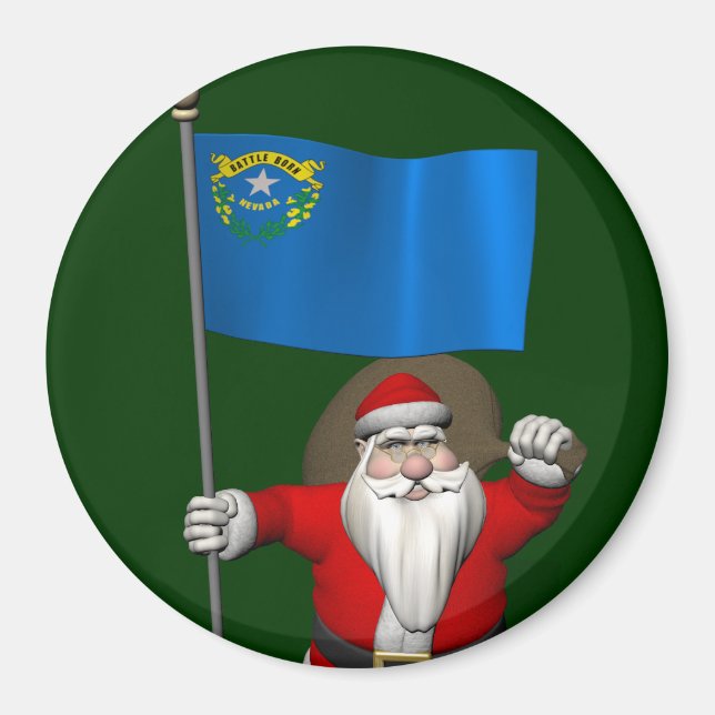 Santa Claus With Ensign Of Nevada Magnet (Front)