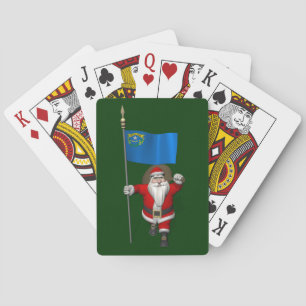 Santa Claus With Ensign Of Nevada Playing Cards